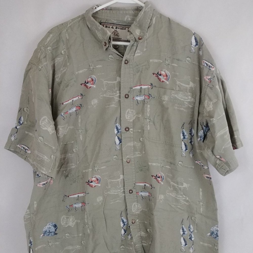 Bit and Bridle Men's Button Up Short Sleeve Shirt